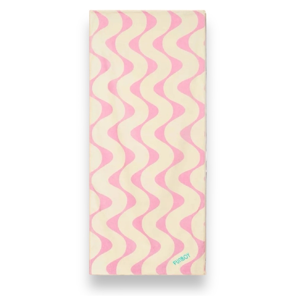 FUNBOY NWT Poolside Leisure Club Pink Plush Beach Towel Oversized 68” x 30” NWT